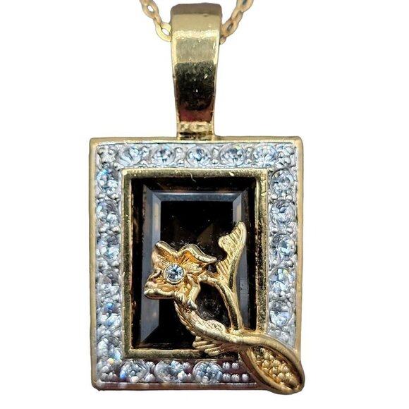 Nolan Miller Glamour Collection Pendant Necklace 18" Gold Filled Chain Swarovski - Picture 8 of 16